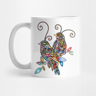 Birds in colourful prismatic mandala design Mug